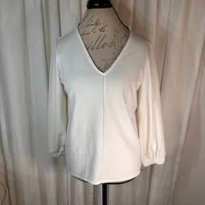 Ann Taylor off white blousy long sleeve top.